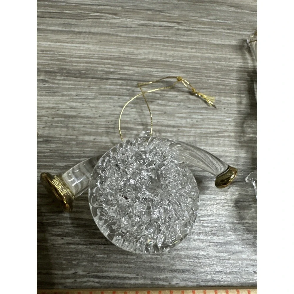 Christmas musical‎ instruments ornaments set Of three glass/gold